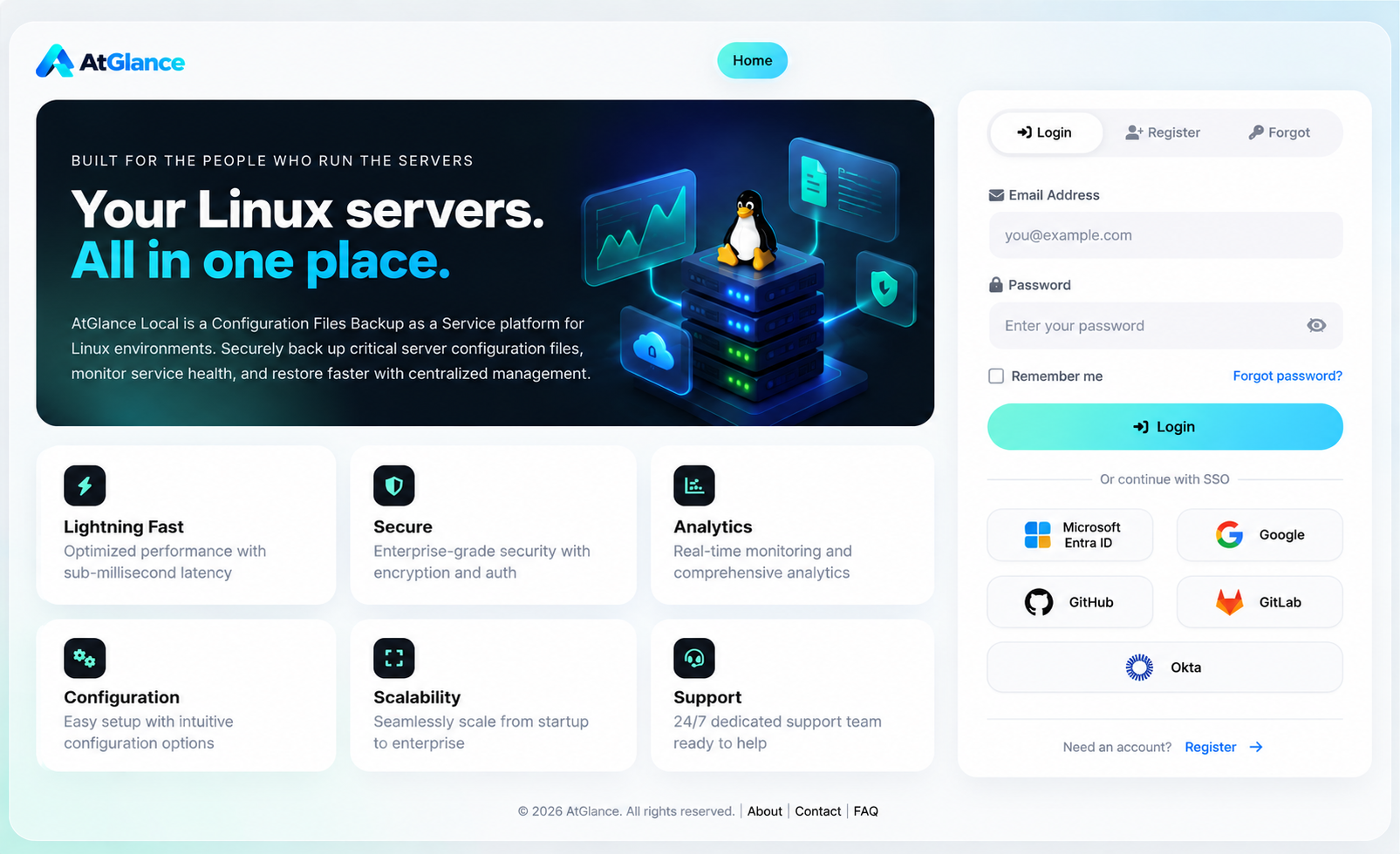 Every server config, every change, one console you host.